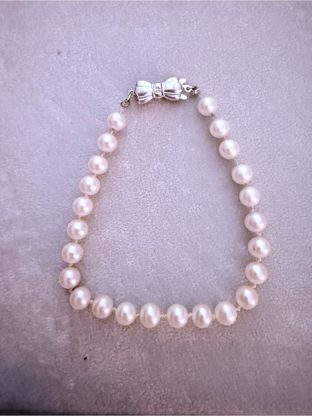 Mikimoto Classic Pearl Bracelet- White Pearls with Silver Bow Clasp